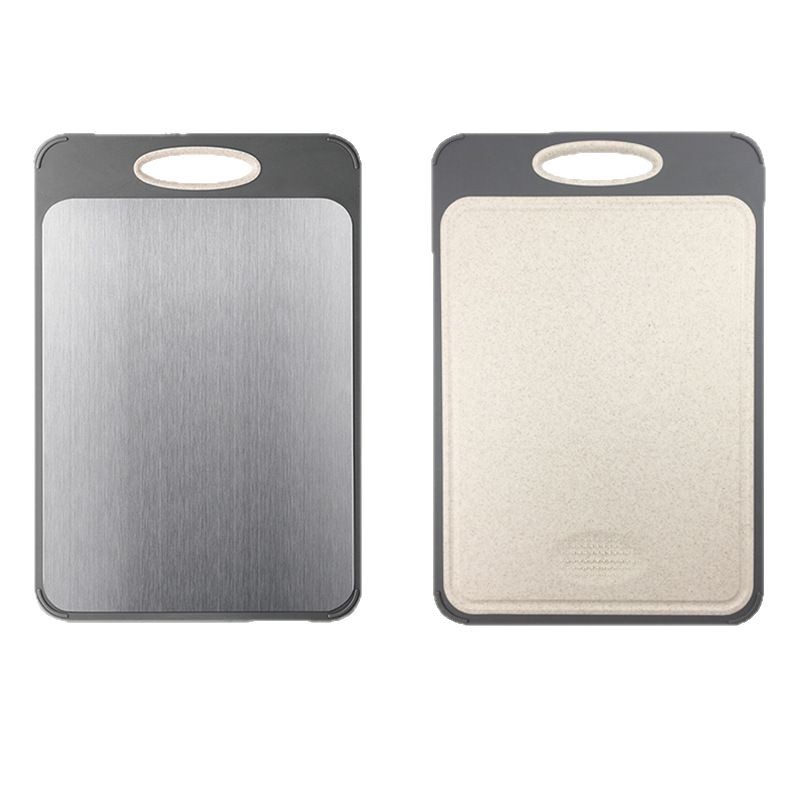 Fábrica de suministro directo de la nueva superficie de paja de grado alimenticio 304 tabla de corte de acero inoxidable doble cara grande tabla de verduras gruesas