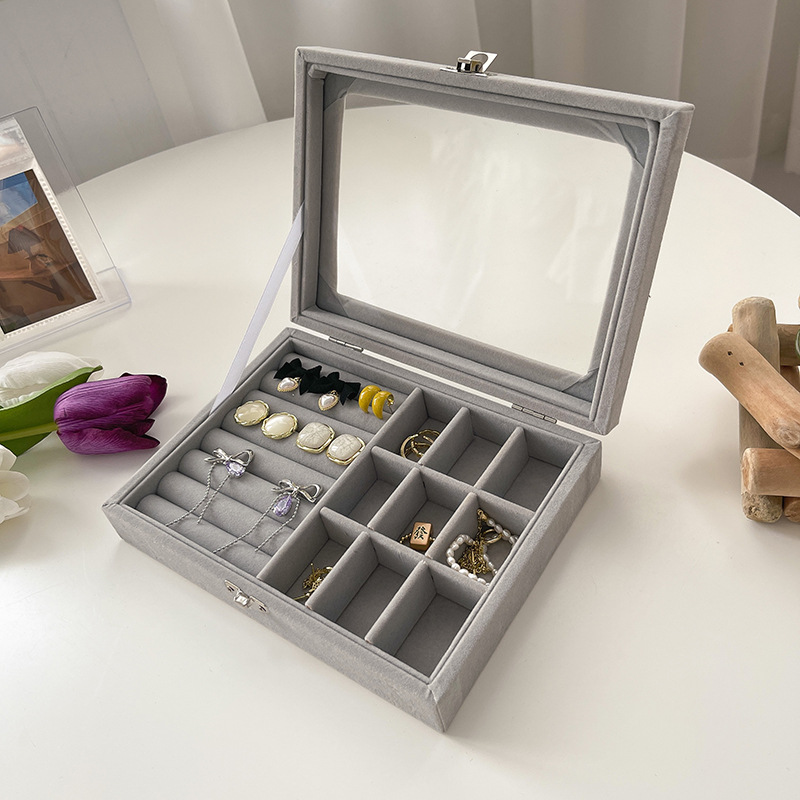 双层带锁首饰盒耳钉耳环盒饰品盒子项链戒指手镯收纳整理箱大容量