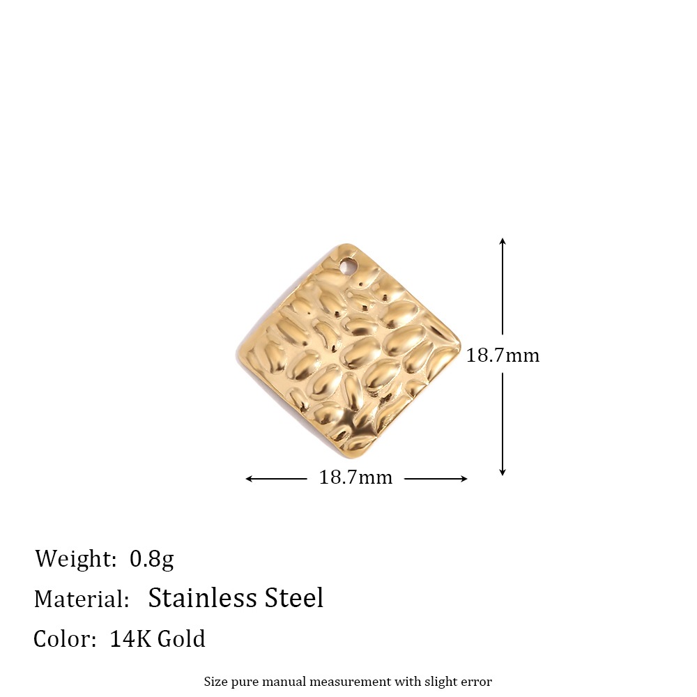Hammered Single Hole Square Piece-Gold