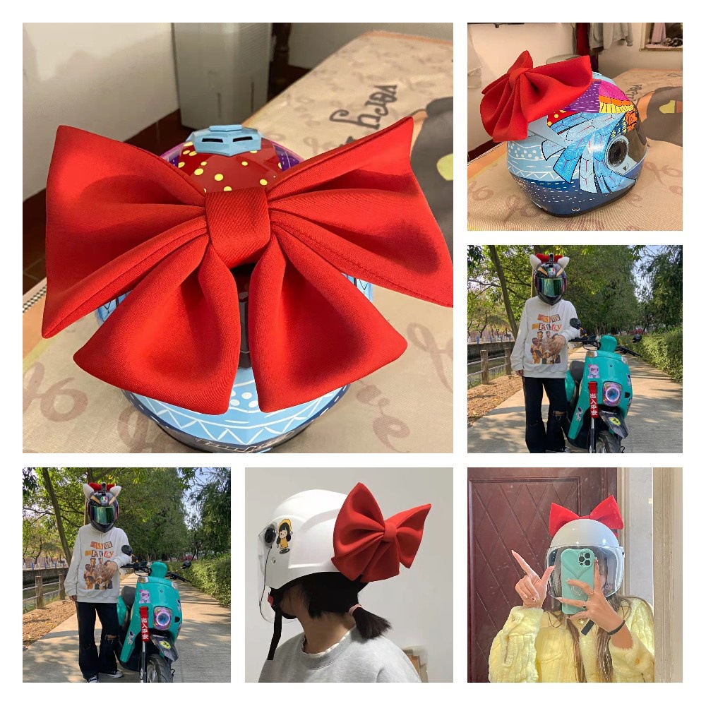 Cross-Border Best-Selling Helmet with Bow Decoration, Same Helmet with Bow as Worn by the Electric Motorcycle Girl from Dream School