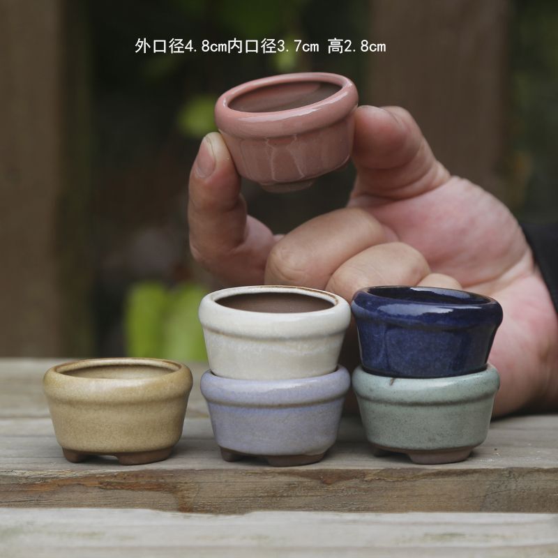 Maifan Stone Succulent Flower Pot, Rustic Ceramic Thumb Pot, Hand-Painted Controlled Pot, Plain-Fired Purple Sand, Simple and Breathable, Small Free Shipping