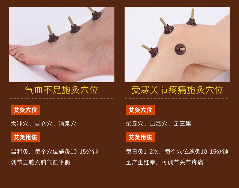 Qichun Mugwort Moxa Heat Patch Self Adhesive Warming Patch for Traditional Moxibustion Care 100 Patches Per Bag in use