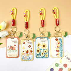New slide flower cartoon card holder student campus card ID card holder protective cover anti-loss embossed card holder