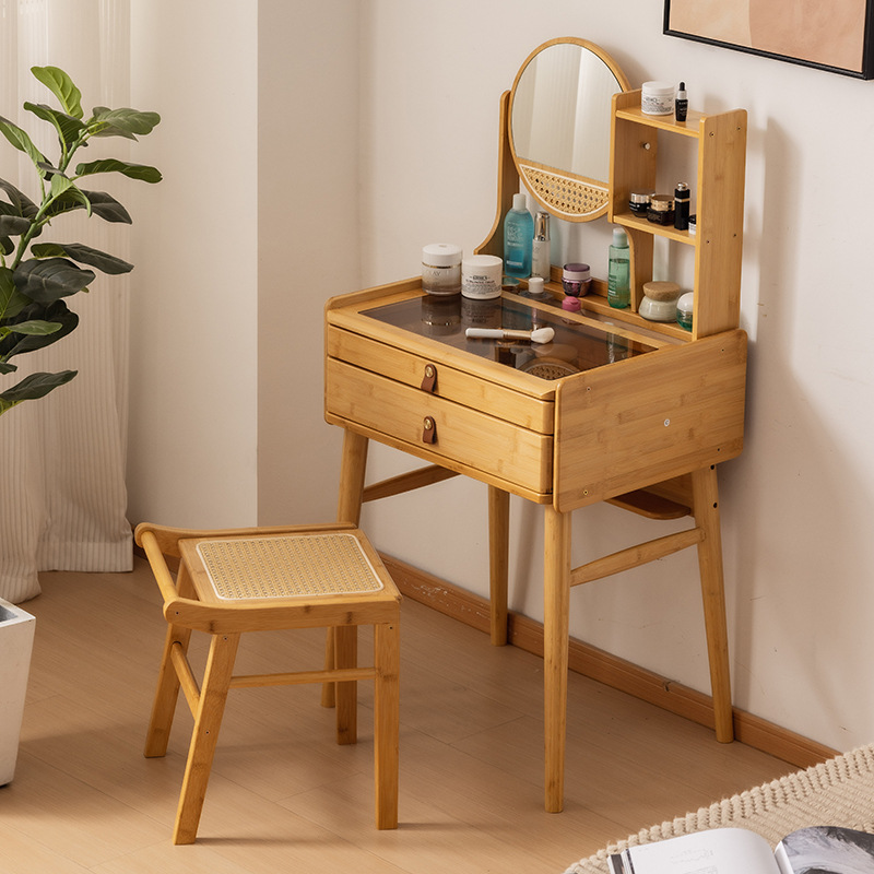 수납 선반이 있는 새로운 스타일의 화장대 수납, 침실용 소형 화장대, 미러 화장대 조합이 있는 심플하고 고급스러운 느낌
