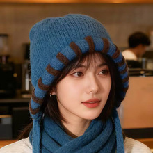 冬季帽子女款2025秋冬新款可爱拼色针织帽防寒保暖高品质毛线帽潮