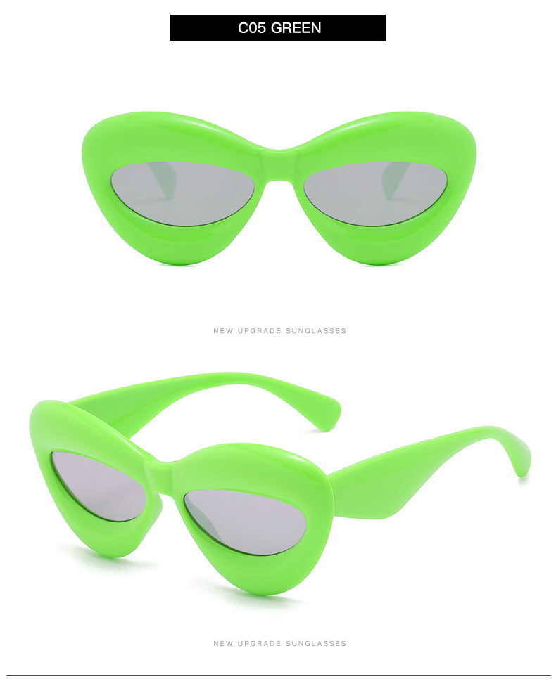 Vintage Style Style Black Color Vintage Style Lips Ac UV400 Protection Special-Shaped Mirror Full Frame Women's Sunglasses