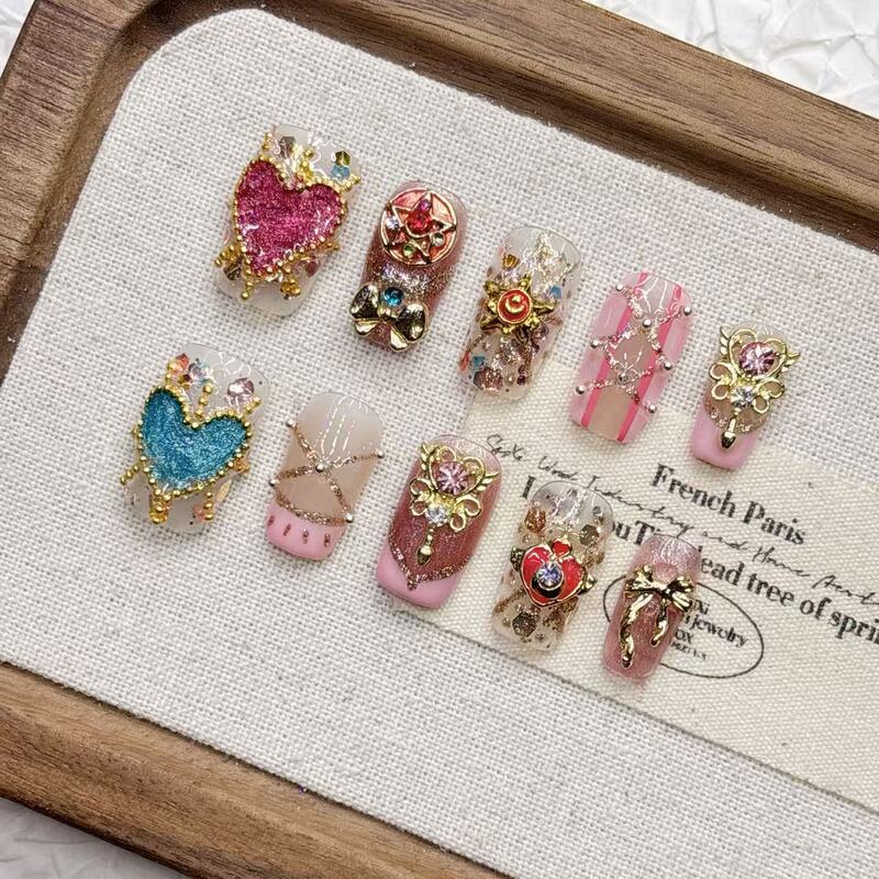 Sailor Moon Colorful Love Boutique Handmade Manicure Boutique High-End Wholesale Purely Handmade Wearable Manicure