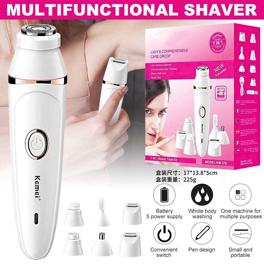 Instrumento de depilación comei/Kemei máquina de afeitar multifunción siete en un traje de lavado de todo el cuerpo Dispositivo de depilación KM-375 image 5