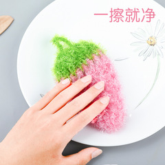 Sufficient stock, large strawberry acrylic material non-stick dishwashing cloth, multi-color cartoon shape