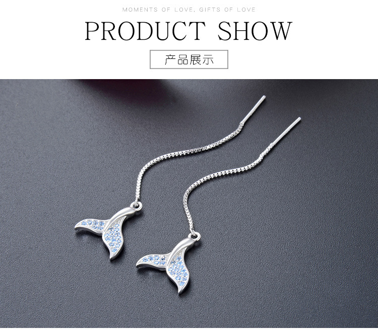 Fashion Fishtail Earrings Korean S925 Sterling Silver Zircon Earrings display picture 3