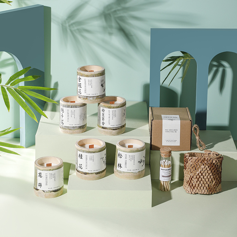 Strictly Selected Bamboo Tube Aroma Candle, Long-lasting Fragrance Indoor Bamboo Aroma Soy Wax Scented Candle Gift Box, Wholesale