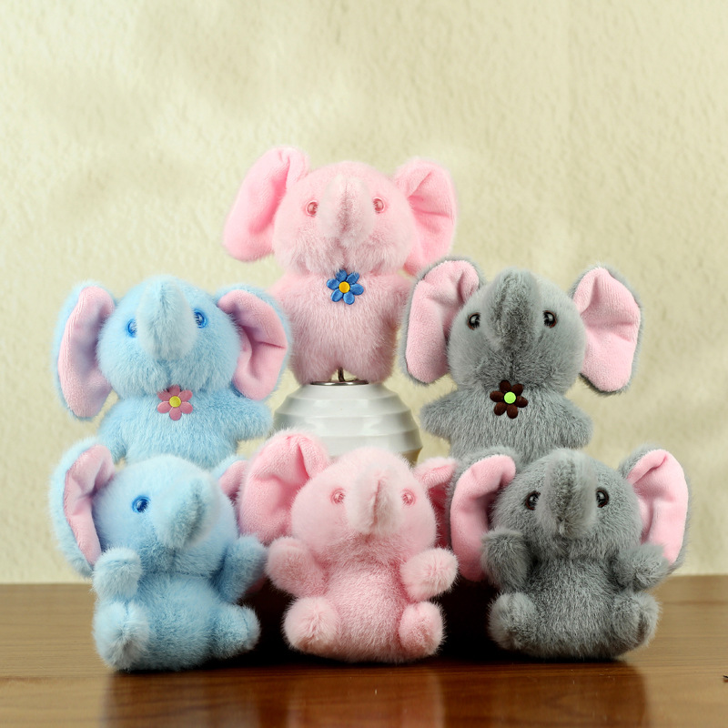 Ventas calientes de chatarra en línea elefante pequeño llavero muñeca colgante juguete de peluche muñeca elefante boda arrojar regalo