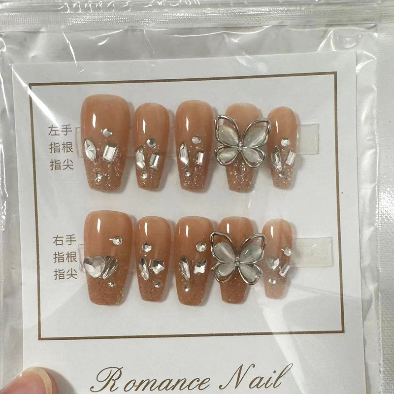 Kaiman desgaste hecho a mano fragmento de uñas con flash diamante Año Nuevo desgaste pieza de uñas puro deseo europeo y americano largo parche de uñas