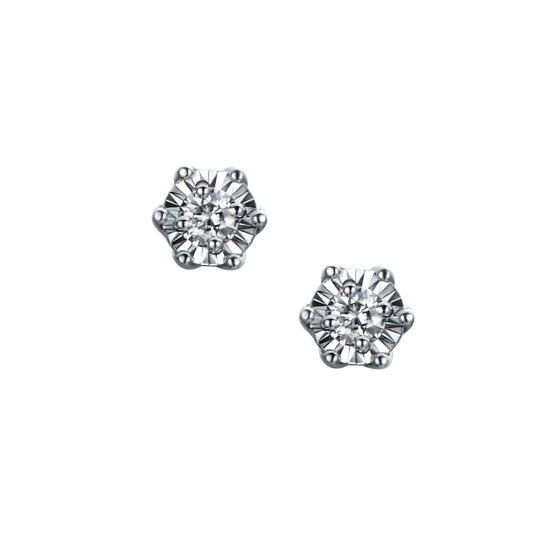 经典简约六爪真18K白金显大钻石耳钉女时尚9K金莫桑钻订制耳饰ins