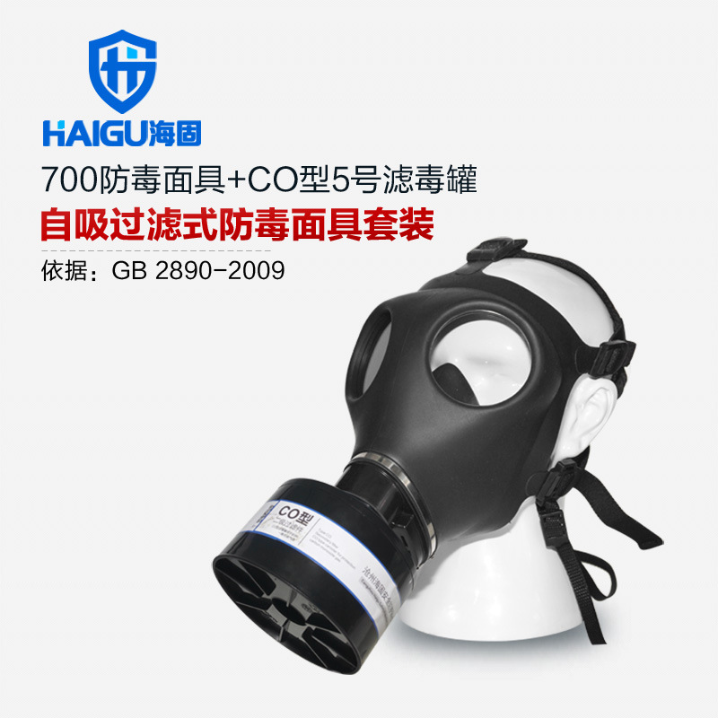 海固HG-700全面罩防毒面具+二级CO型滤毒罐煤气一氧化碳 防毒面具