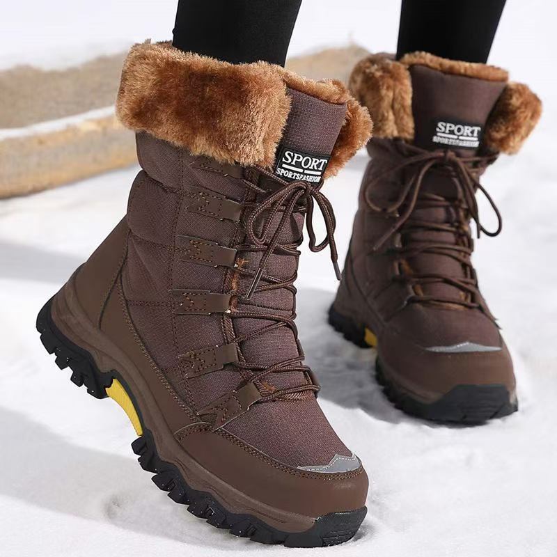 Botas de Nieve con Forro Térmico para Mujer de Cuero Sintético y Caucho Térmico para Uso Diario