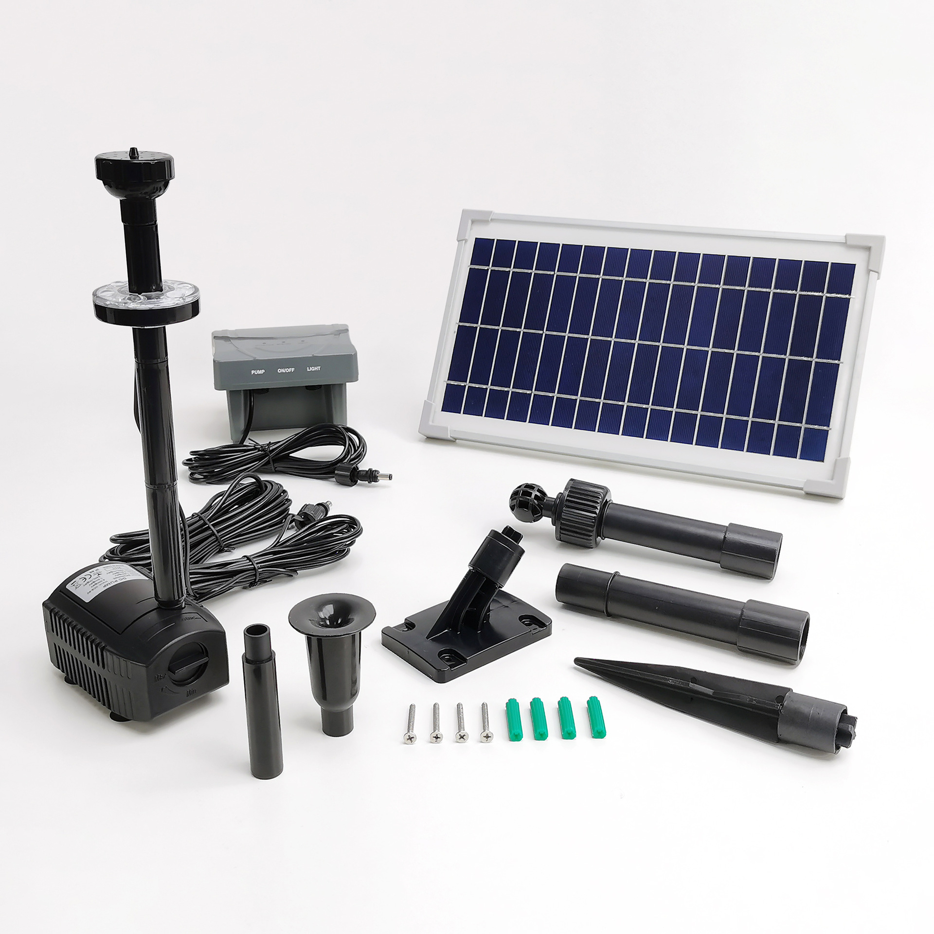 8W/8V LED灯太阳能喷泉泵带电池包花园池塘景观泵-SPBL8-360608E