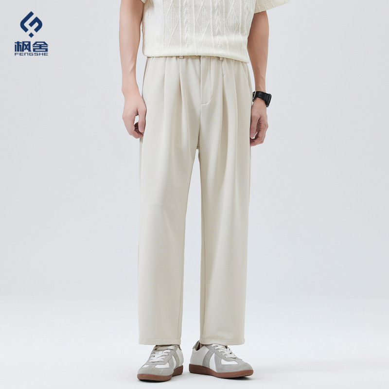Maple House Men's Wear/2025 Nine-point Pants Hanging Pants Spring Men's Small Loose Wide-leg Pants for Men
