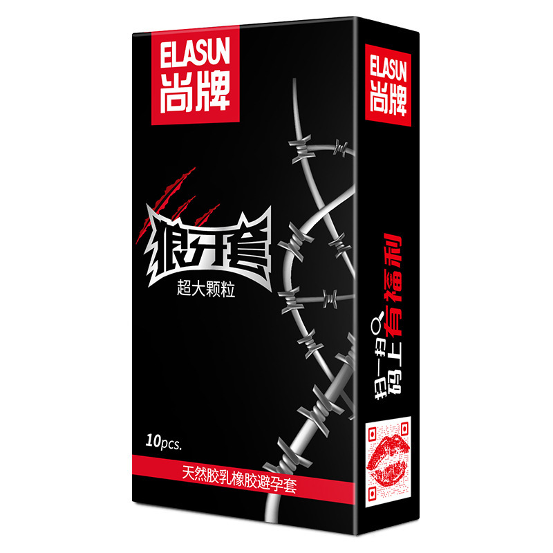 Shangbrand condón súper grande partícula punto flotante Diente de lobo conjunto 10 piezas condón divertido conjunto adulto productos del sexo al por mayor