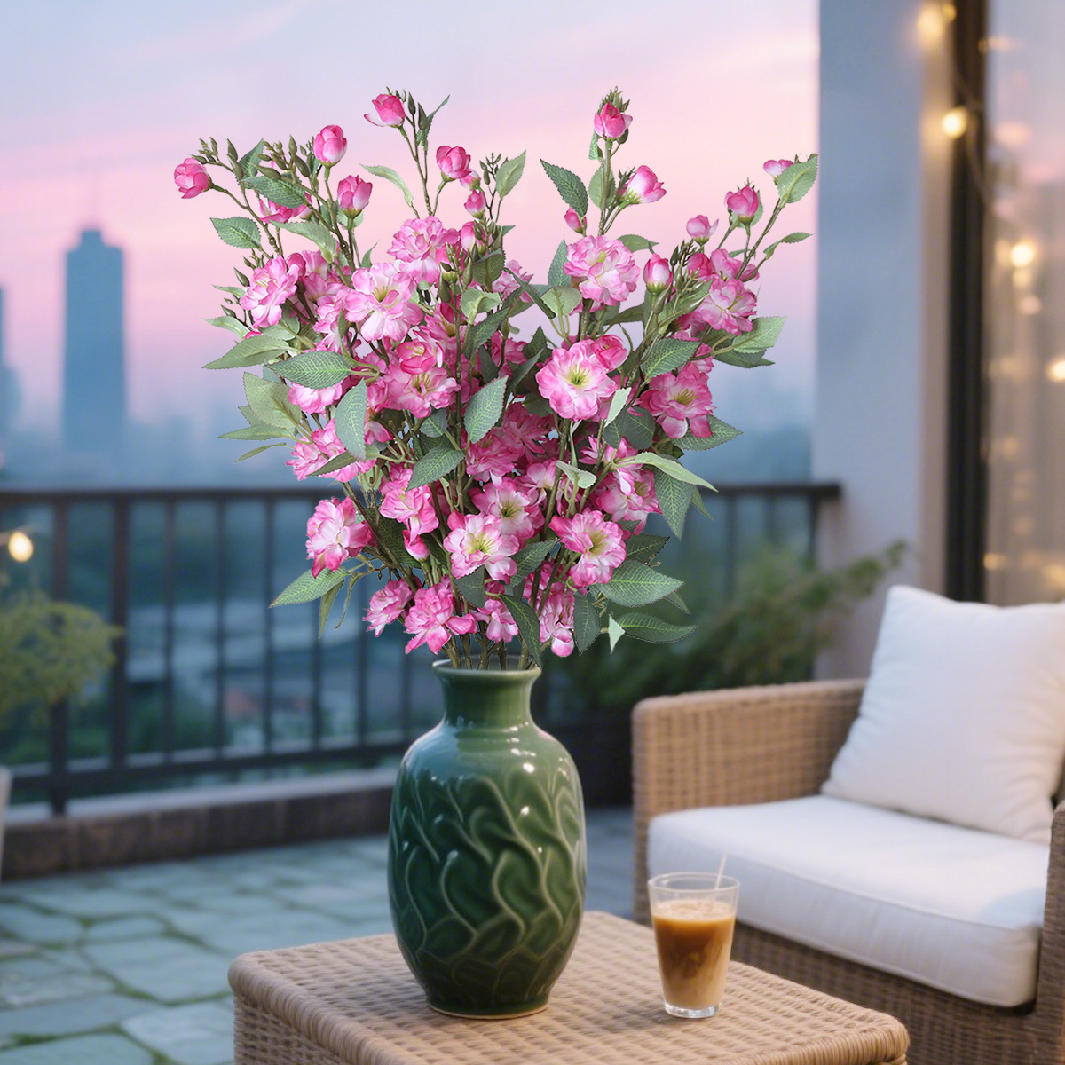 2 ramas de camélia silvestre de alto nivel de imitación flores falsas flores decoración floral decoración de la sala de estar decoración de la mesa de TV
