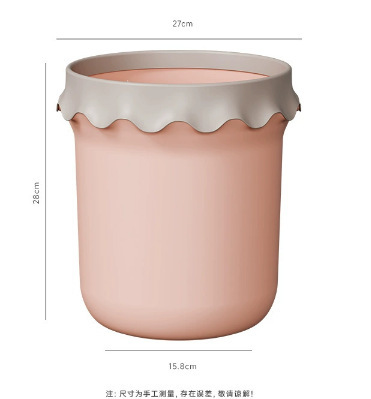 Cream-Colored Pressure-Locked Trash Can for Home Use, Large Size, Stylish Design for Kitchen, Living Room, Bathroom, and Bedroom