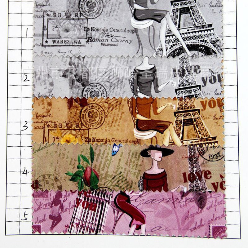 厂家低价PVC人造革 印刷图案箱包手袋皮革 邮票纹 SR-1761