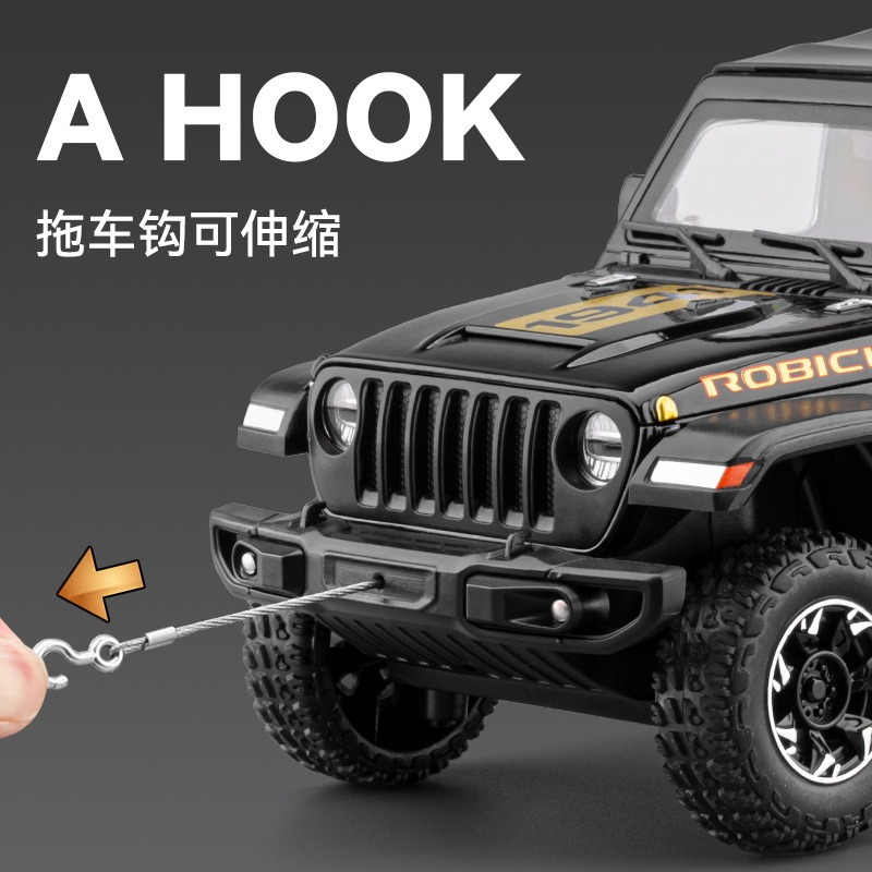 Simulación 1:24 Jeep jeep Wrangler aleación modelo todoterreno gancho estiramiento desmontaje techo niño juguete