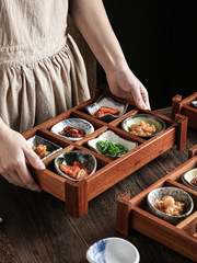 2F日式和風九宮格木質托盤復古風民宿客棧早餐餐具碟子小吃木盤子