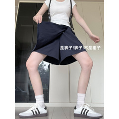 灰色速干工装短裤女夏季薄款高腰显瘦运动裤宽松垂感休闲五分裤子