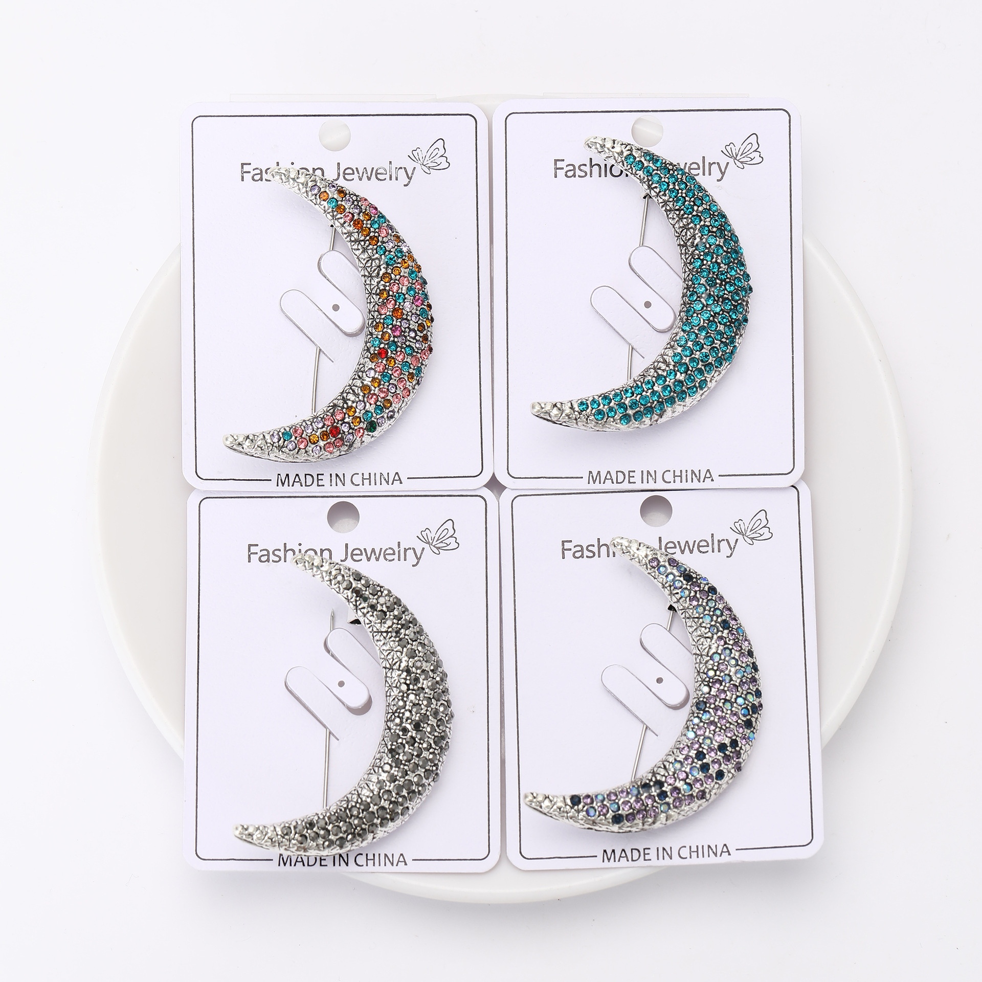 21g Weight Retro Pin Moon Alloy Rhinestones Women's Corsage Brooches
