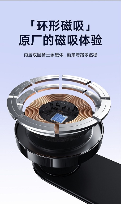 Car Magnetic Phone Holder with Vacuum Suction, Car Navigation Suction Cup Mount, Cross-Border Wireless Charging Car Mount