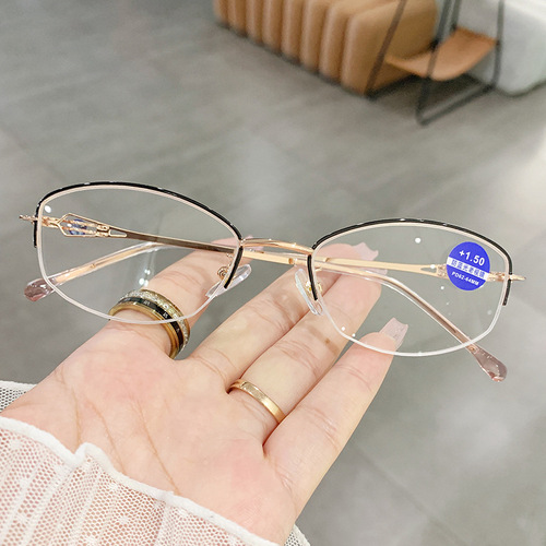 8335 Trendy New Women's Reading Glasses Half-Rim Fashionable Men's Hyperopia Glasses Wholesale Anti-Blue Light Elderly Glasses