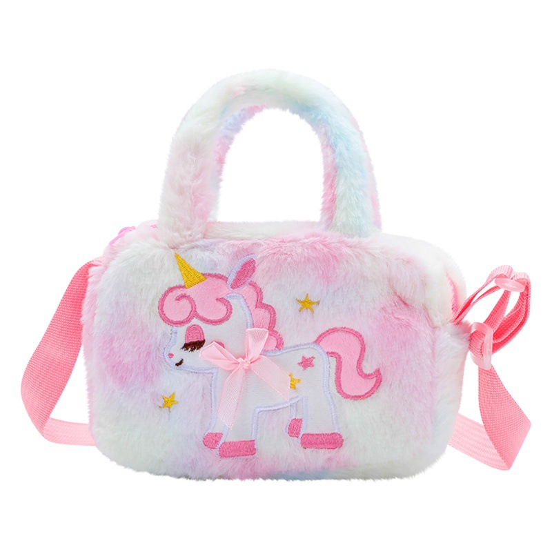 Back-To-School Unicorn Backpack, Children's Straw Bag, Plush Crossbody Bag, Toddler Handbag, Cute Crossbody Bag