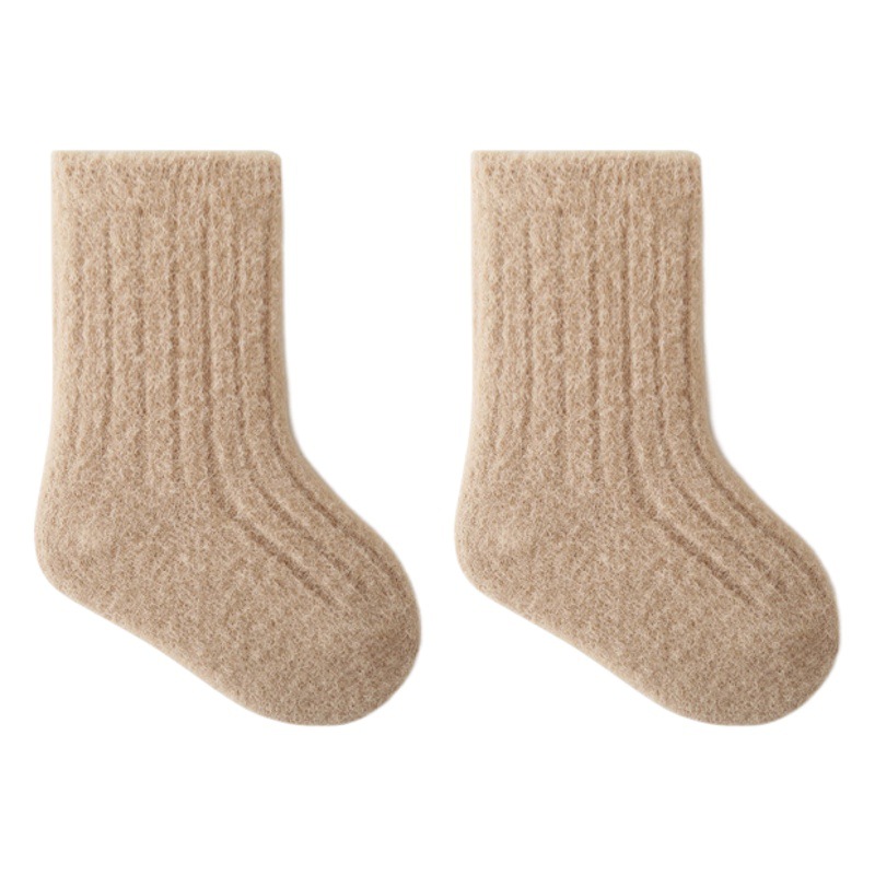 Calcetines de bebé Otoño e Invierno engrosado cálido boca suelta calcetines de bebé aguja doble color sólido marea Calcetines niños y niñas calcetines de algodón de media pantorrilla