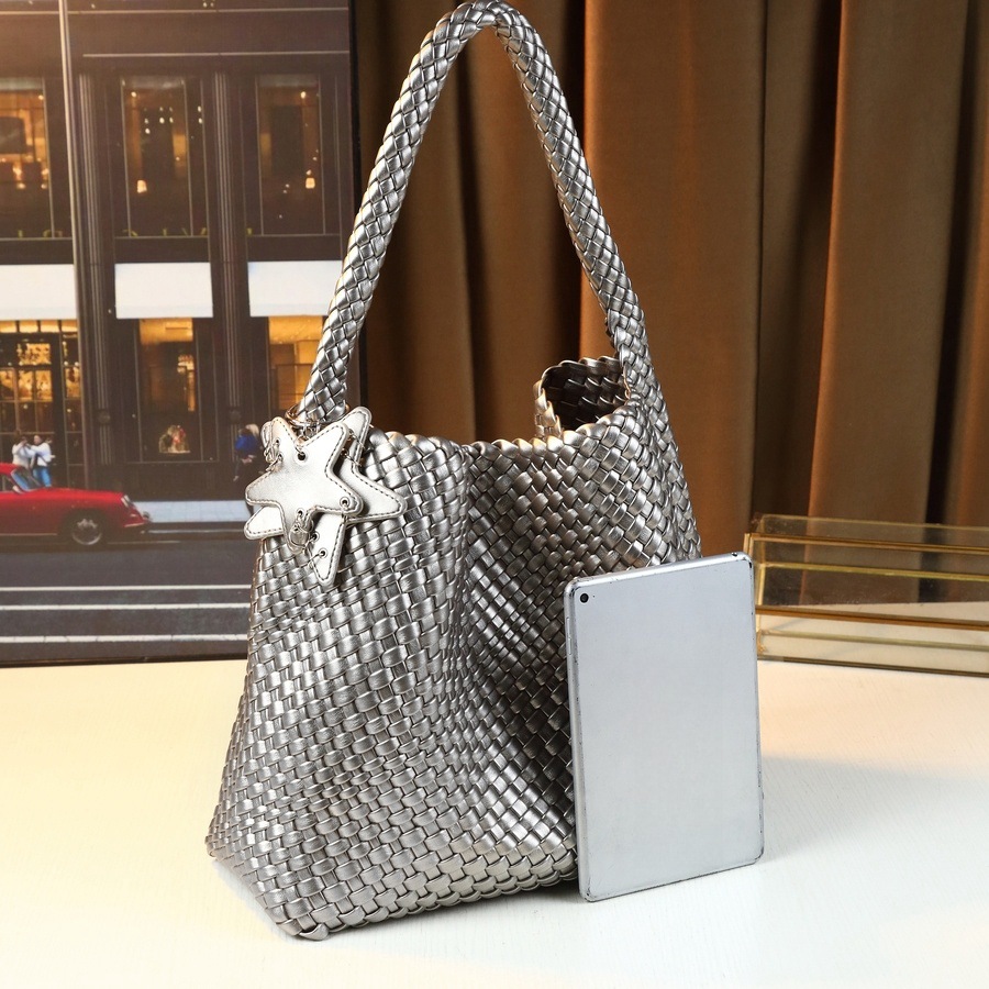 Sommerfrische, gewebte Schultertasche für Damen, Handtasche im Korbstil, fünfzackiges Sterndesign, Mutter-Tochter-Mode, Neuheiten_voghion.com