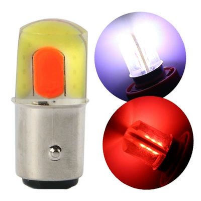 YBW Car LED Brake Light 1157 COB Dual-Color White-Red Reverse Turn Signal Bulb 12V High-Brightness Tail Light (Brake light)