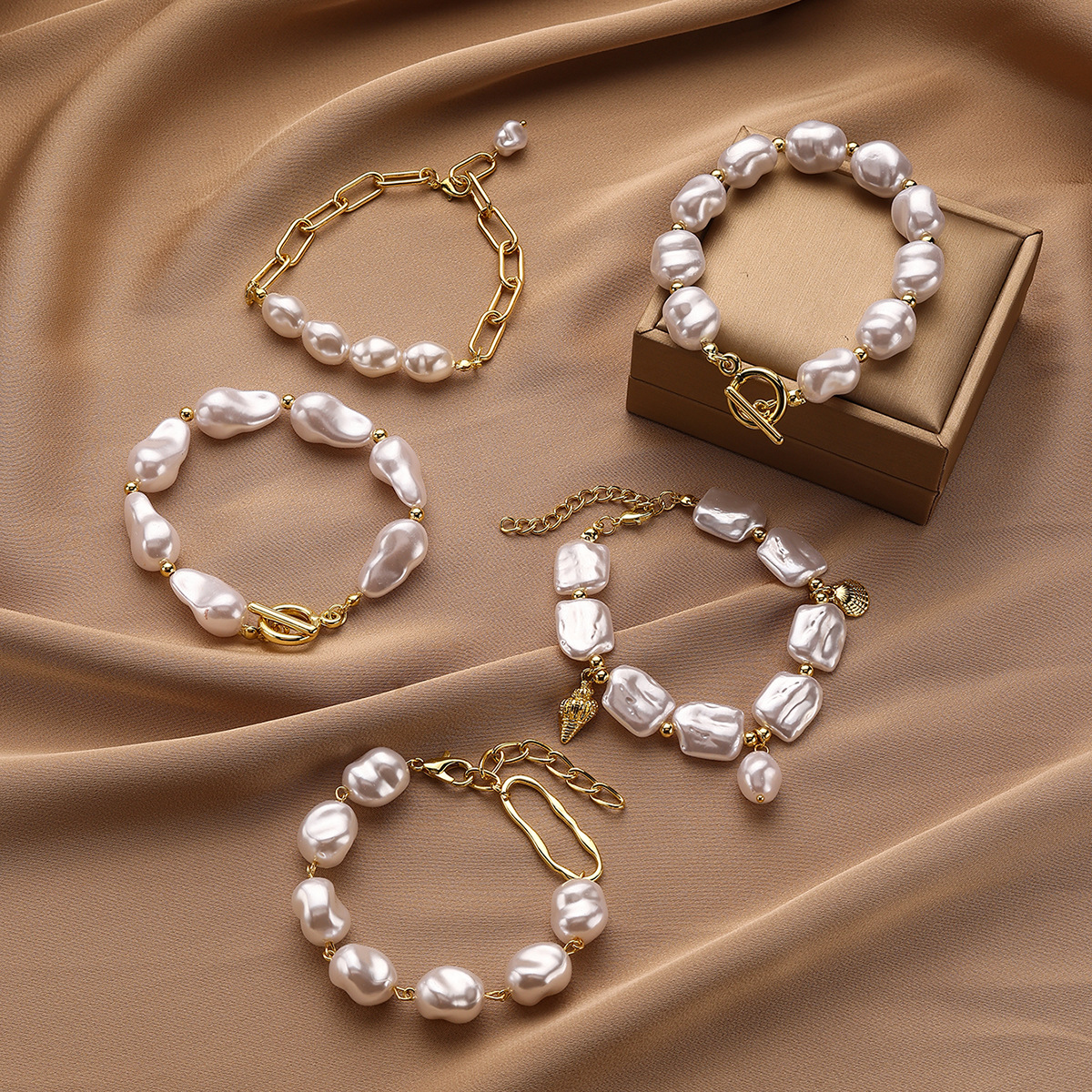 European and American Cross-Border Baroque Pearl Bracelet, Light Luxury and High-End Beaded Bracelet for Women, Versatile Irregular Pearl Bracelet