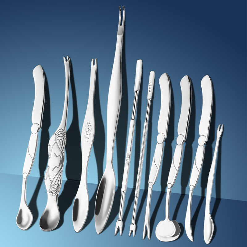 304不锈钢蟹针帝王蟹蟹叉大闸蟹蟹勺吃螃蟹神器蟹肉挑吃蟹工具