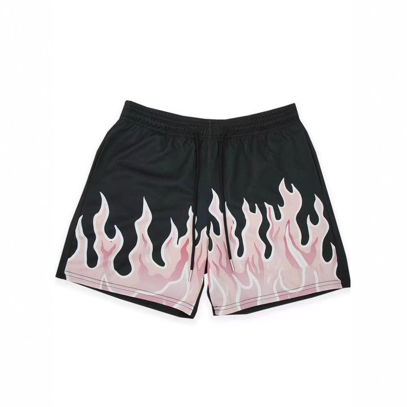 Cross-Border Trendy Brand Men's Mesh Sports Shorts Quick-Dry Breathable Flame 3D Digital Print Fitness Training Basketball Shorts Cross-Border Trendy Brand Men's Mesh Sports Shorts Quick-Dry Breathable Flame 3D Digital Print Fitness Training Basketball Shorts