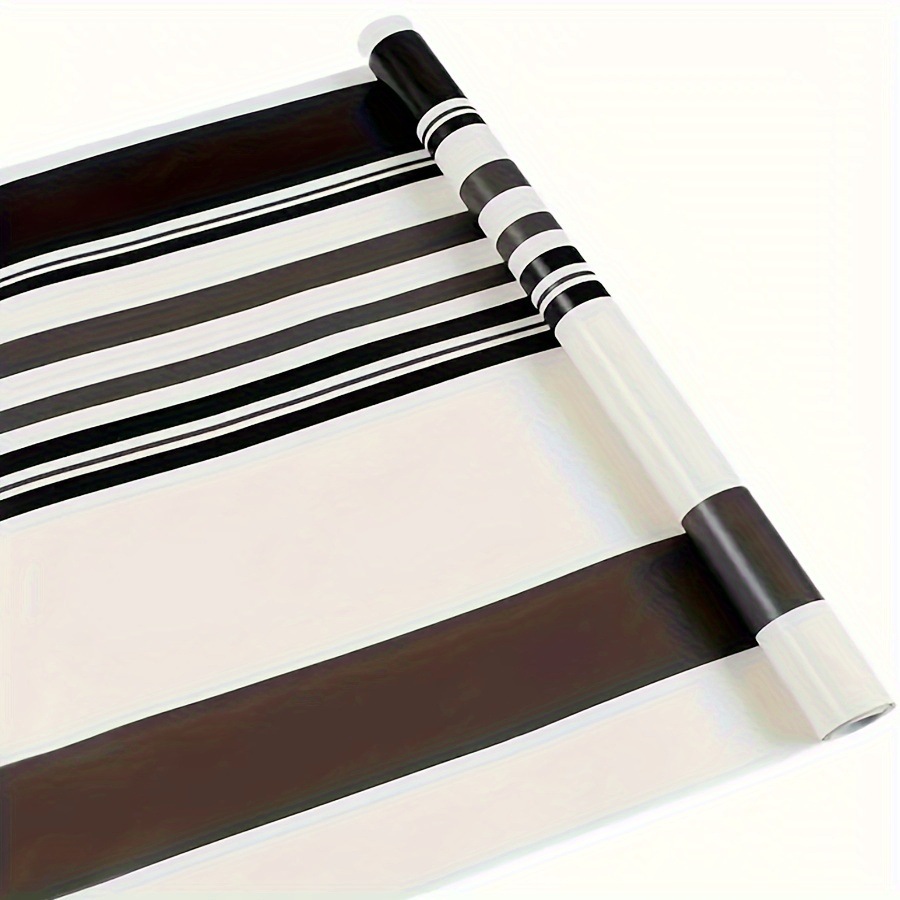 Cross-Border Nordic Black And White Striped 3D Stereo Self-Adhesive Back Wall Decoration Living Room PVC Wallpaper_voghion.com