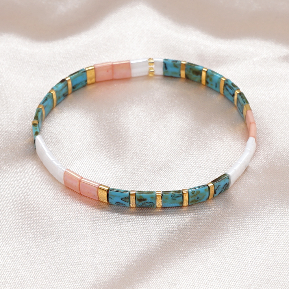 Fashion New Bohemian Personality Turquoise Pattern White Bracelet display picture 3