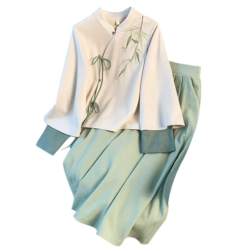 Autumn long-sleeve, skirt, set, Chinese style