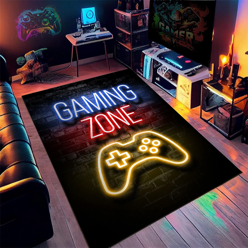 Amazon transfronteriza máquina de juego de neón alfombra cyberpunk e-sports decoración de la habitación estera del piso de videojuegos mango estera del pie