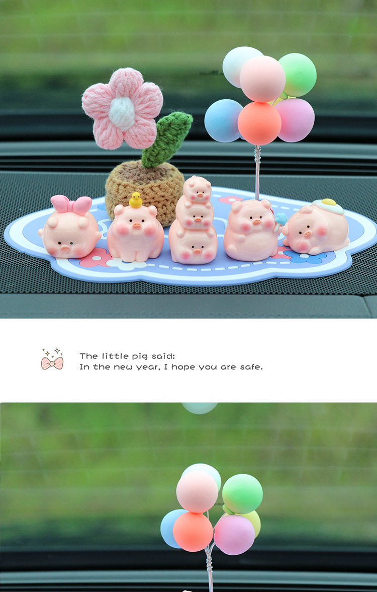 Car Ornaments, Car Dashboard Display Decorations, Healing-Style Accessories for Women, Piggy Car Interior Decorations