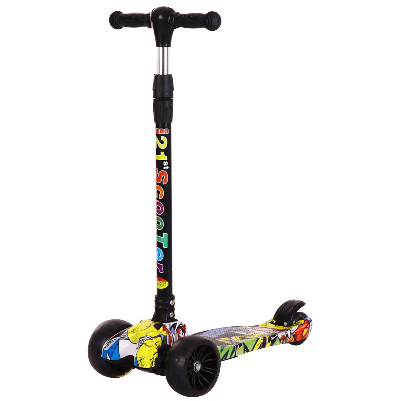 Fabricante de tres ruedas de cuatro ruedas de patineta plegable graffiti MIGO coche de cuatro ruedas de niños patineta flash