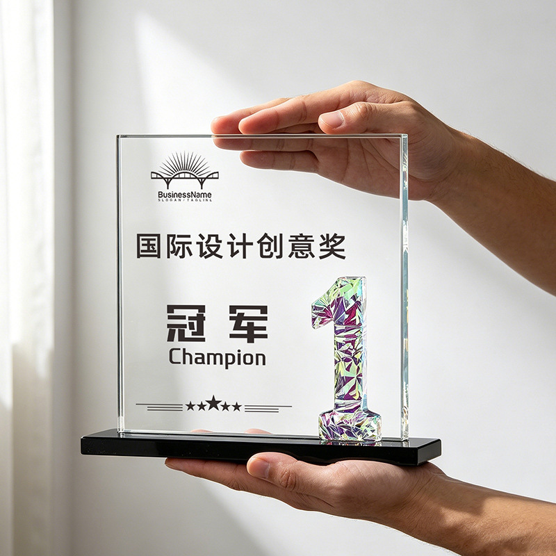 Nuevo trofeo de cristal creativo de alta calidad atmósfera medalla decoración excelente personal de ventas reunión anual regalo