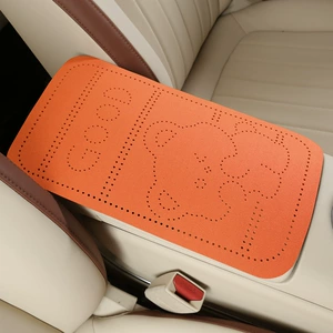 Car armrest cushion, suede plush bear perforated armrest protective cover, universal central armrest heightening pad