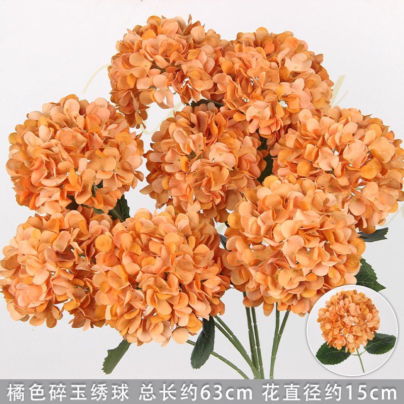 Flores de imitación naranja peonía naranja hortenida neblina orquídea flor flor de boda seda naranja