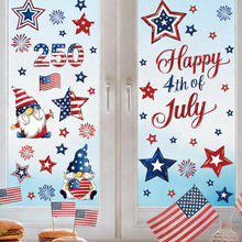 跨境美国独立日国庆静电贴玻璃橱窗装饰窗花建国周年纪念家居窗贴