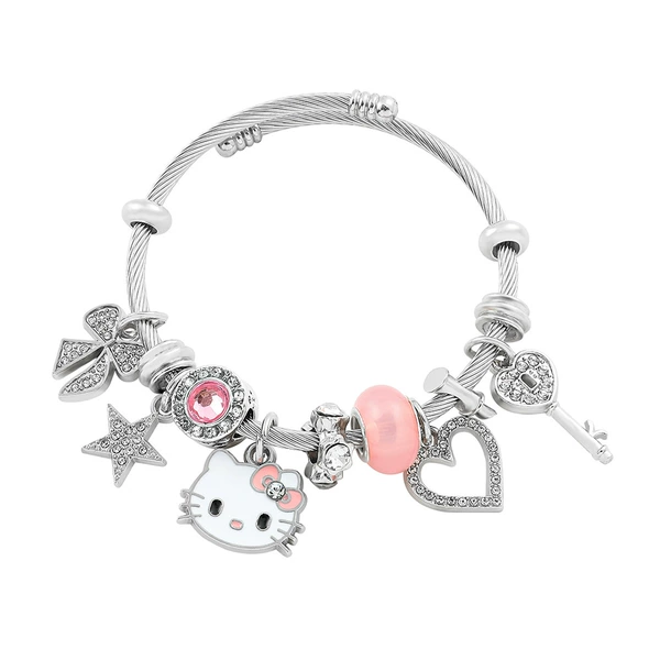 SL845 Star Bow KT Cat White Bracelet